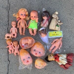 Vintage Doll Set Blonde Hair Doll Parts Snoozy made in Hong Kong